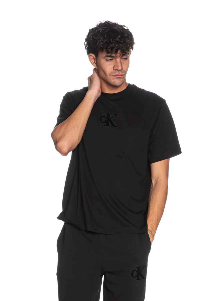 T-Shirt Calvin Klein Cott Gift Giving 20's Easy Tee Da Uomo Nera