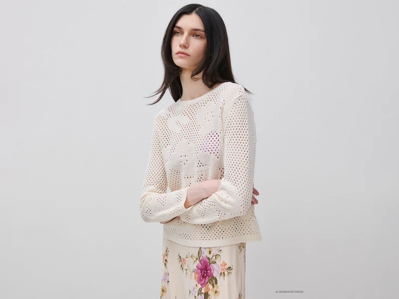 Maglia traforata con fiori