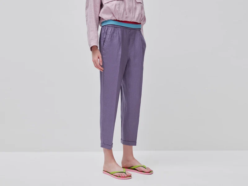 Pantaloni a sigaretta 100% lino