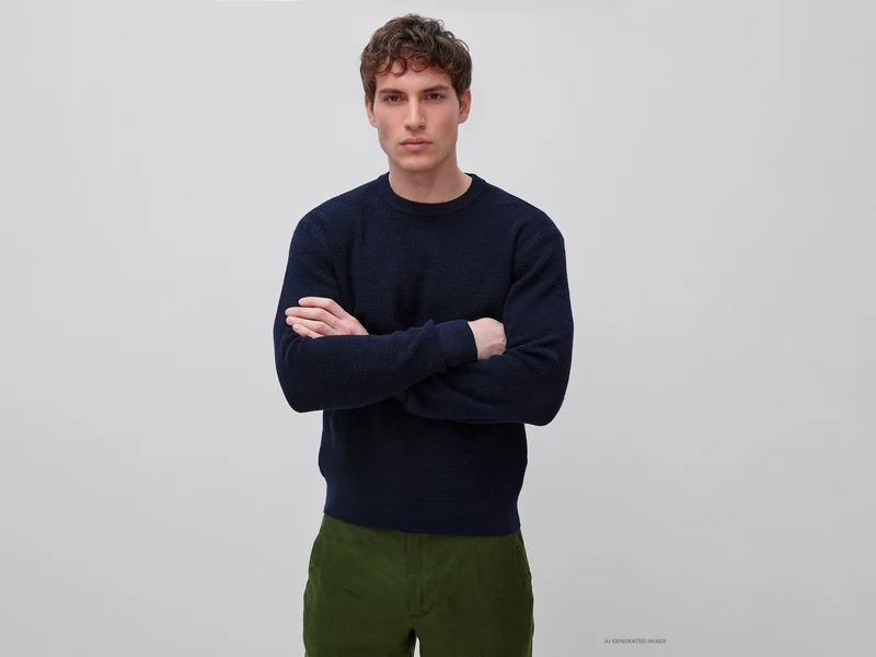 Maglia girocollo in misto lino