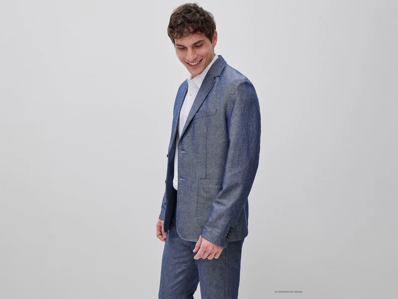 Blazer monopetto in misto lino