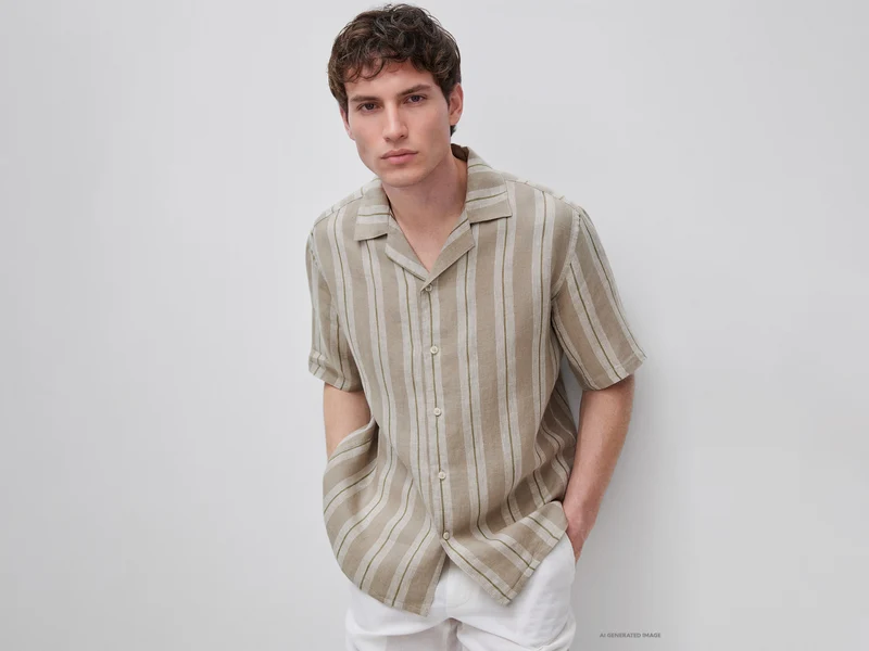 Camicia manica corta 100% lino