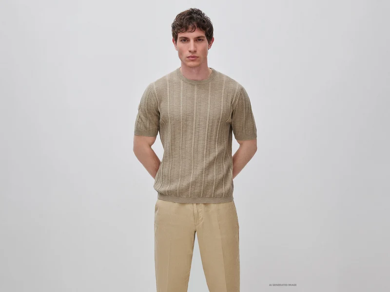 Maglia manica corta in misto lino