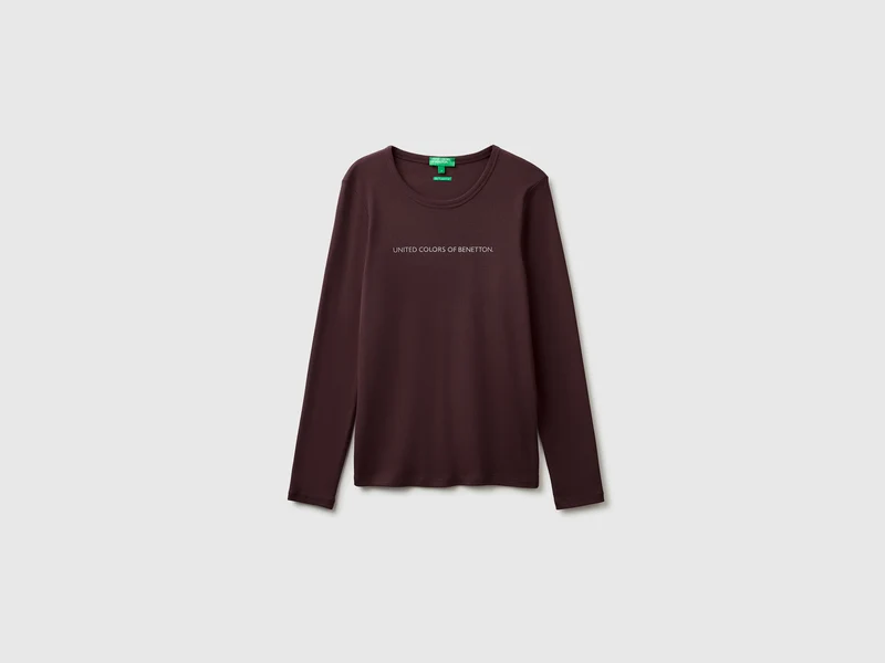 T-shirt manica lunga con logo glitter