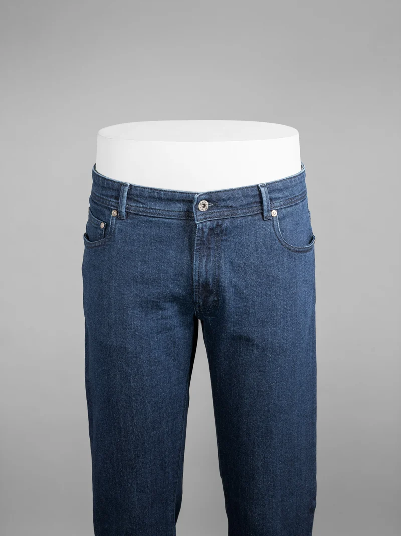 Dark blue denim cotton 5 pockets trousers