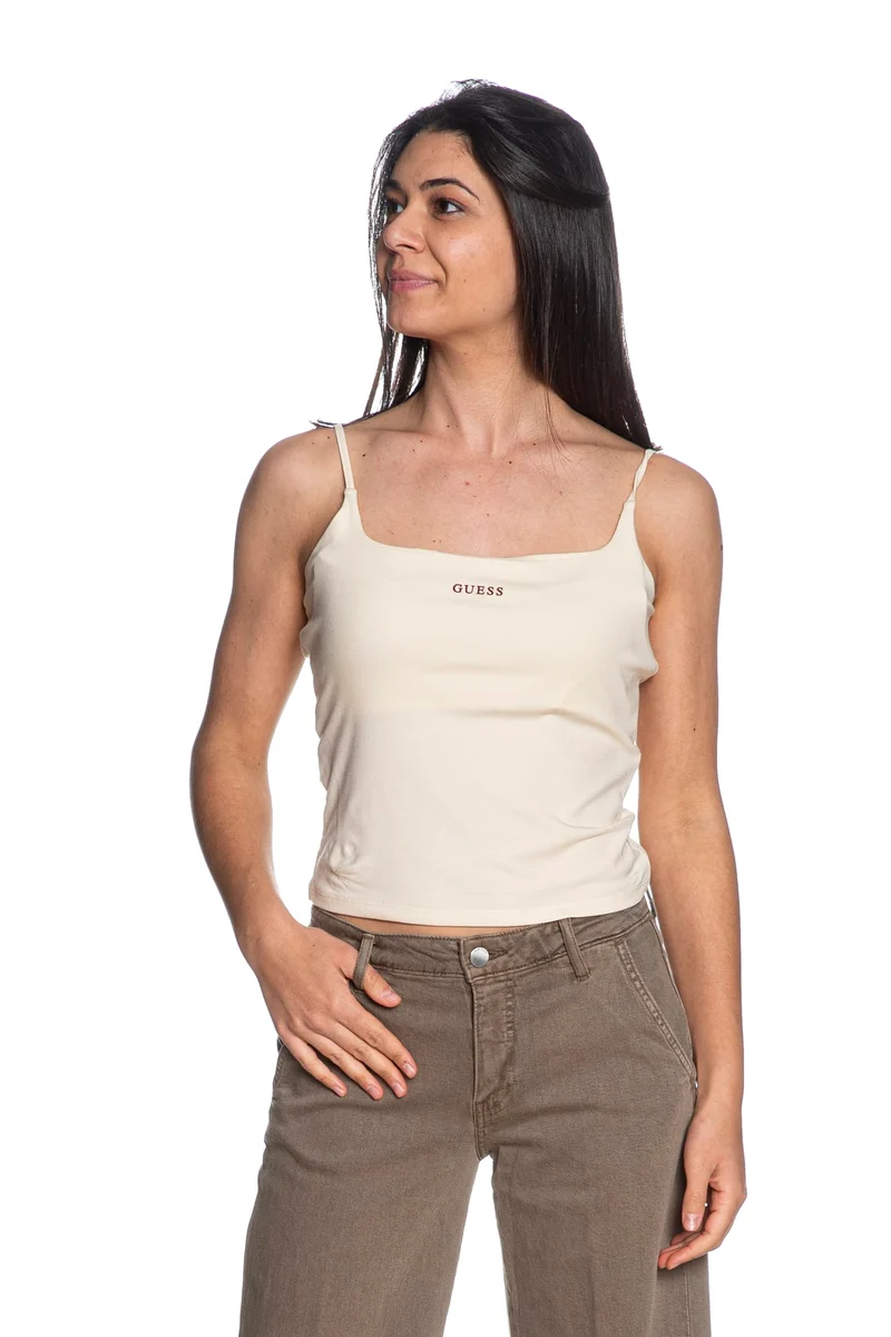 Top Canotta Guess Jasmine Da Donna Panna