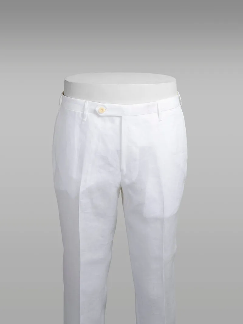 White pair of regular fit linen trousers