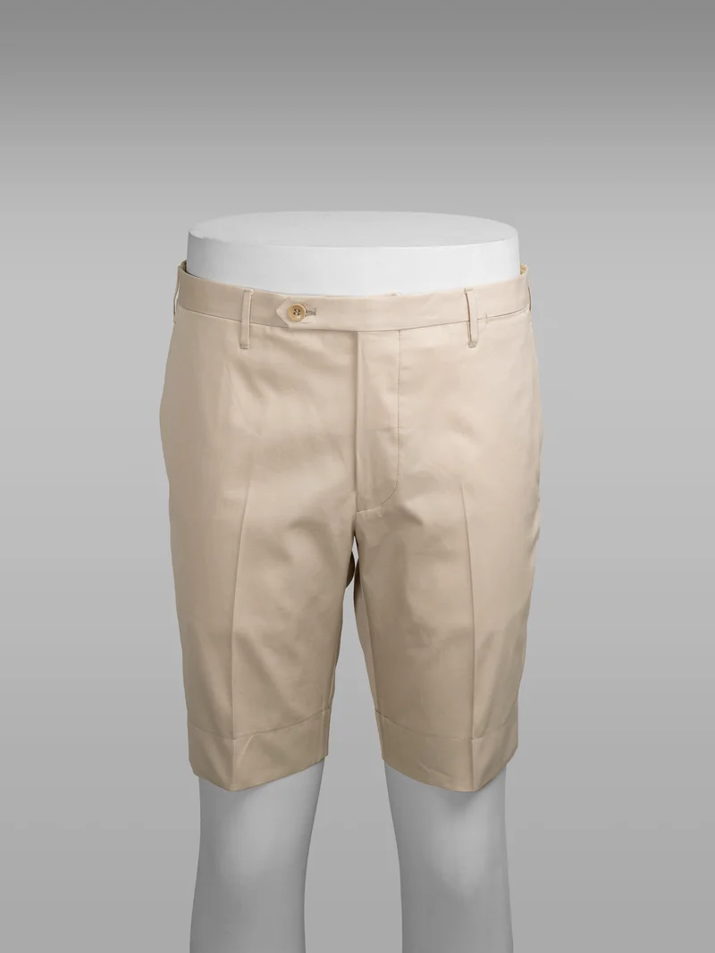 Light beige pair of regular fit supima cotton bermuda