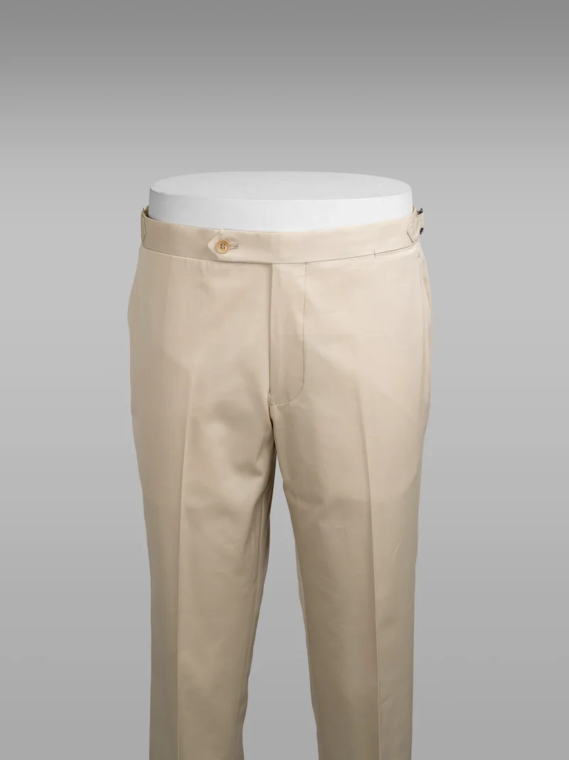 Light beige pair of regular fit supima cotton trousers