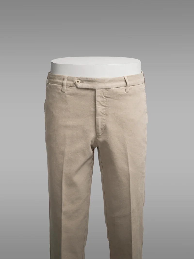 Light Beige Cotton elastan sport trousers
