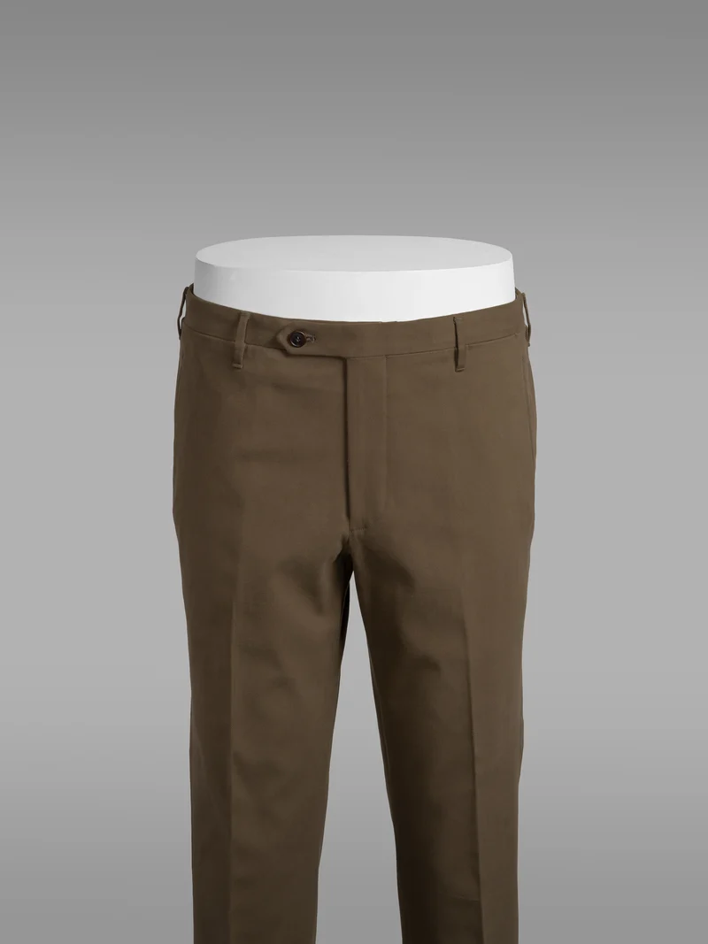 Dark mud cotton elastan trousers