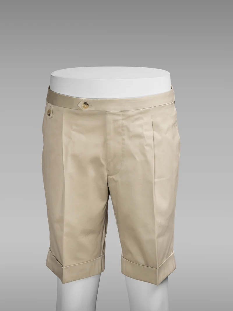 Mastic beige pair of regular fit cotton bermuda