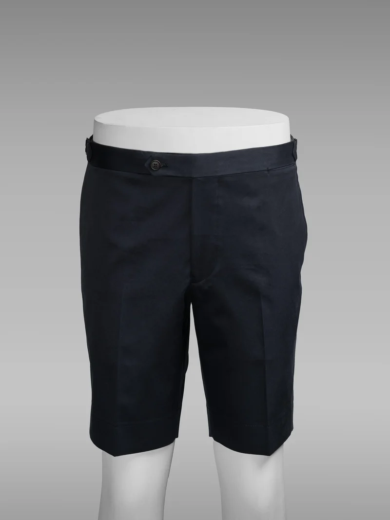 Dark blue pair of regular fit cotton bermuda