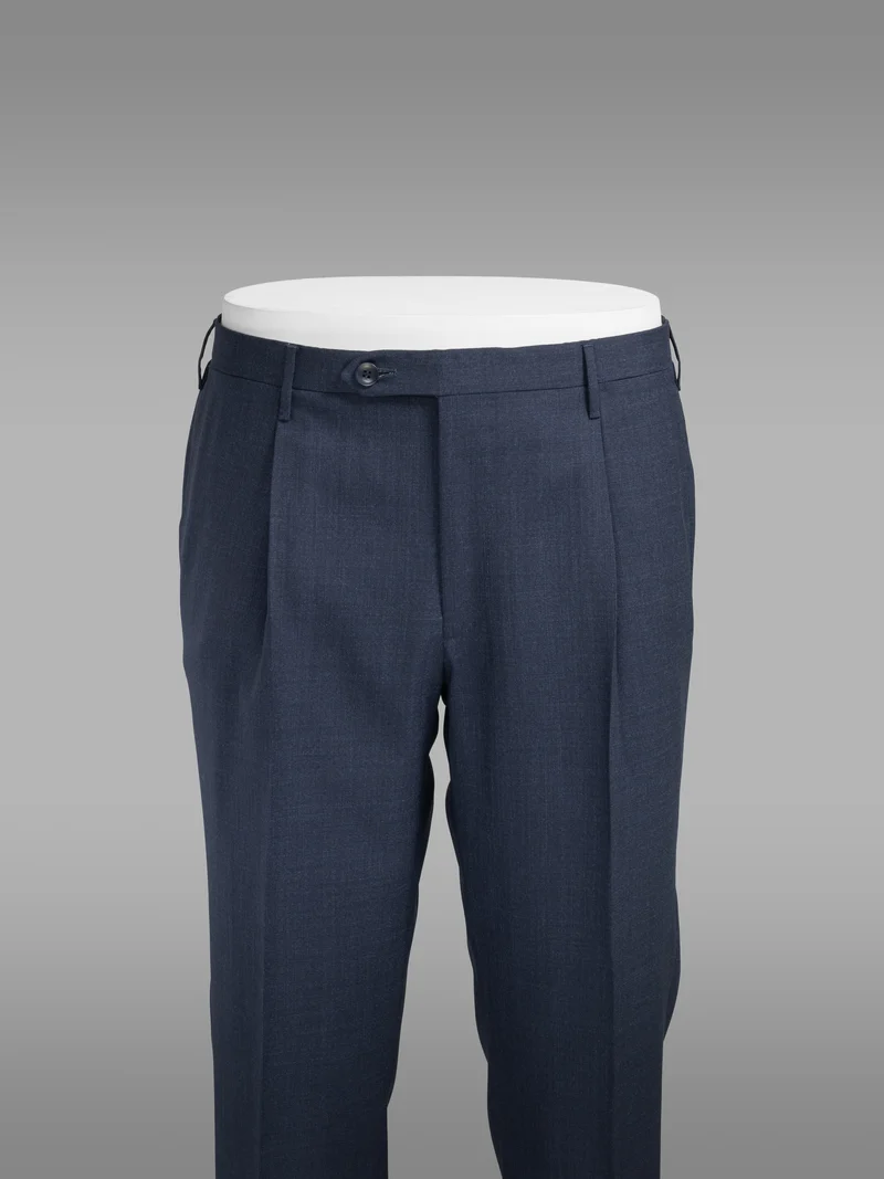 Dark blue pair of regular fit two ply wool trousers
