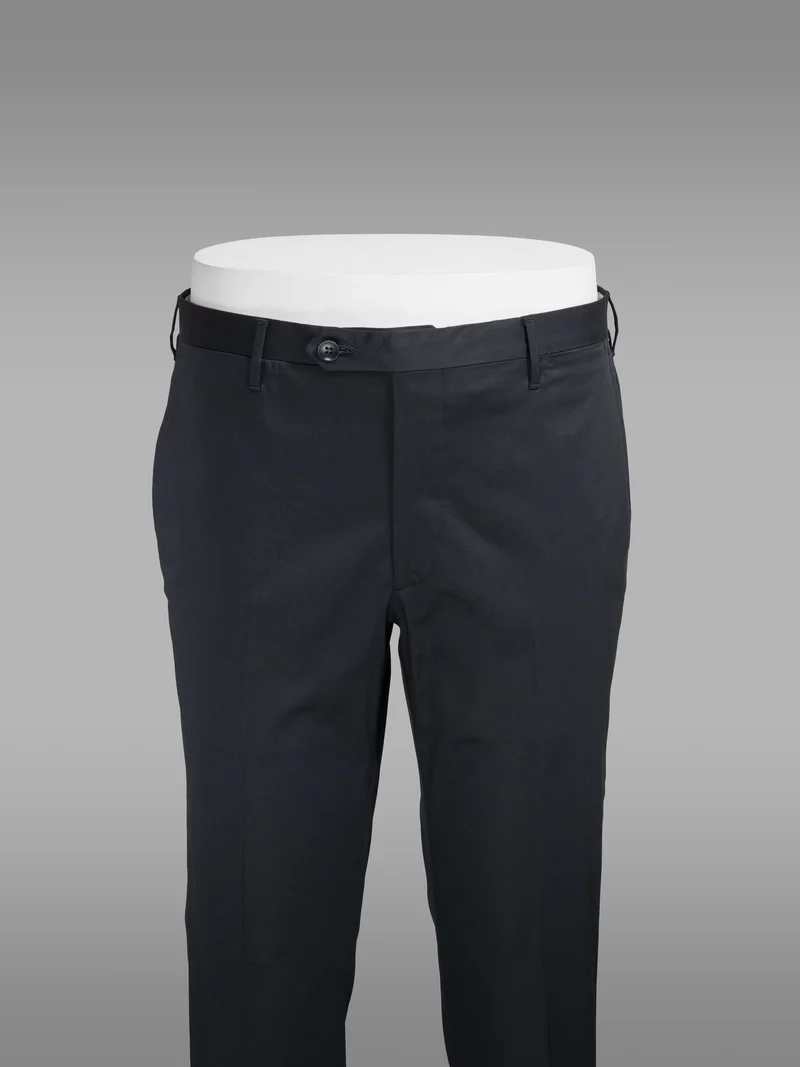 Dark blue pair of regular fit lightweight cotton elastan trousers