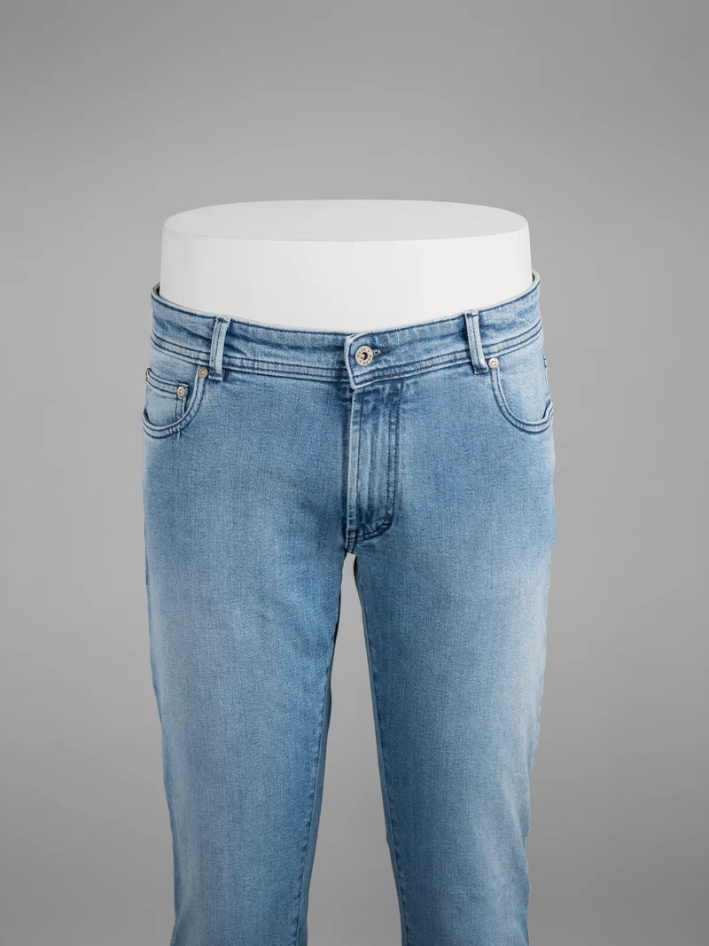 Light blue denim cotton 5 pockets trousers