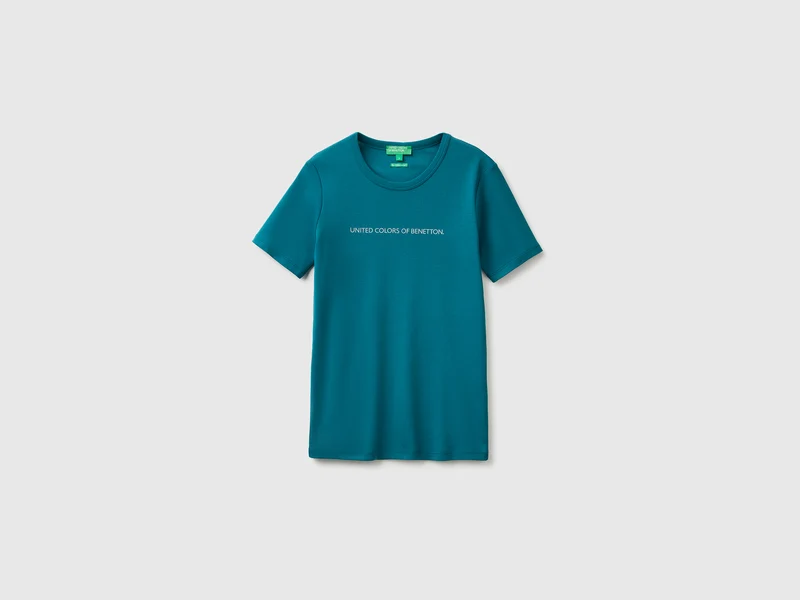 T-shirt manica corta con logo glitter