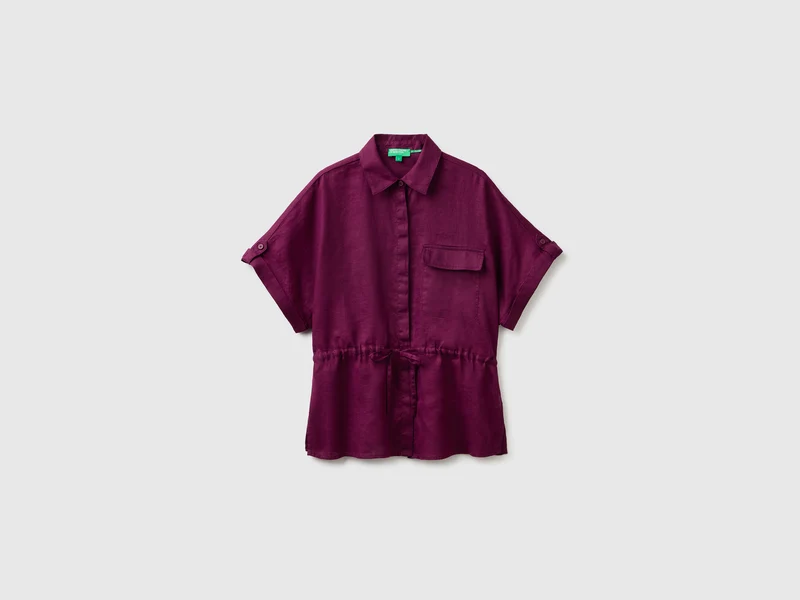 Camicia sahariana in puro lino