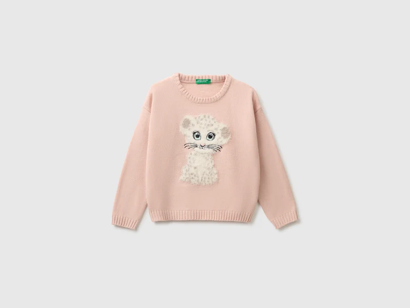 Maglione con intarsio peloso