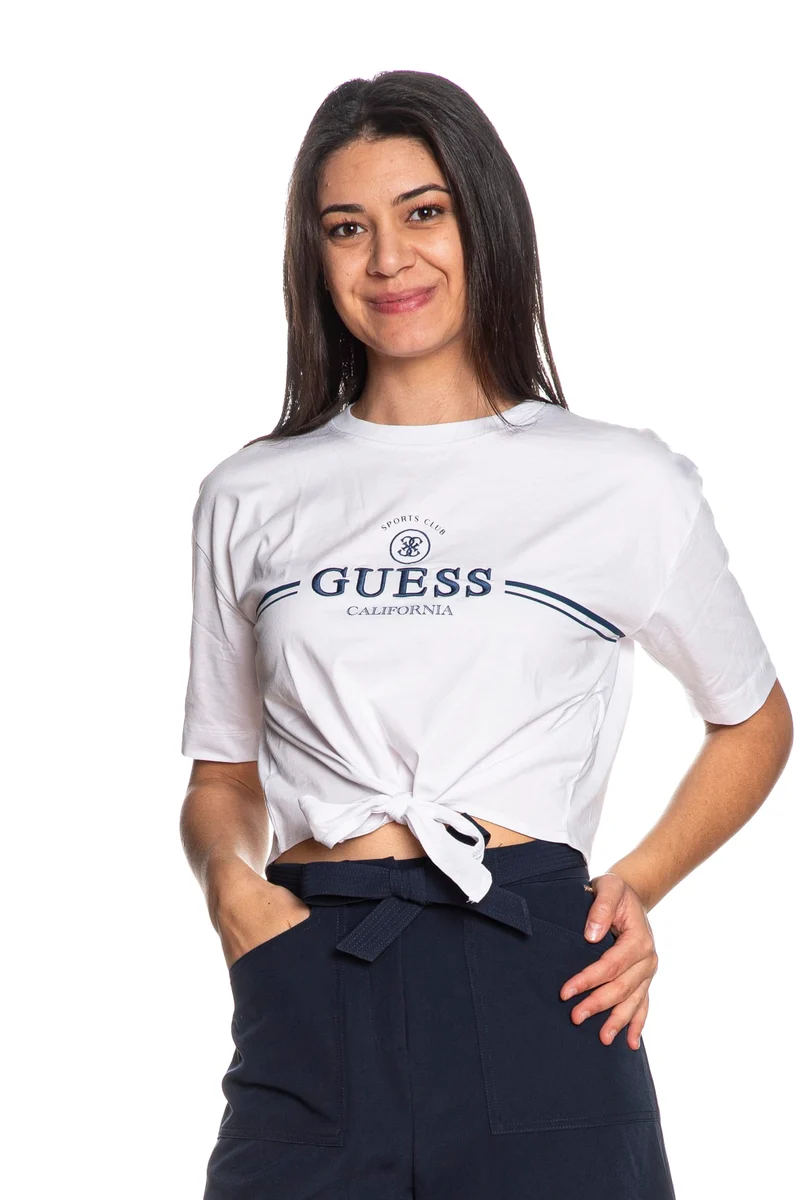 T Shirt Guess Bow Ss Cn Tee Da Donna Bianca