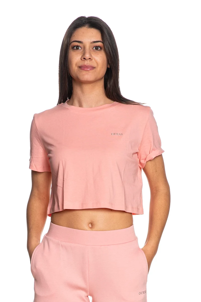 T Shirt Guess Selene Ss Cn Tee Da Donna Rosa Salmone