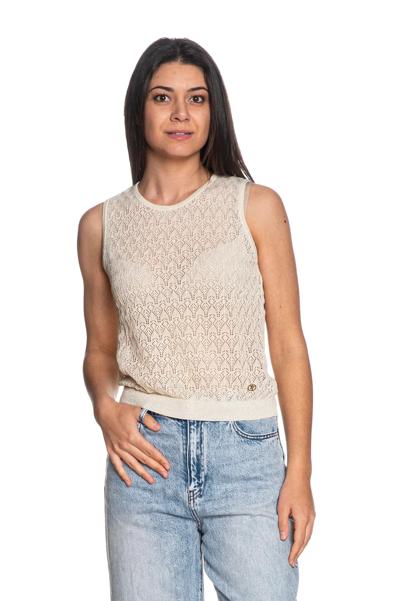 Maglia Yes Zee Sleeveless Gold Lrx Da Donna Panna Lurex Oro