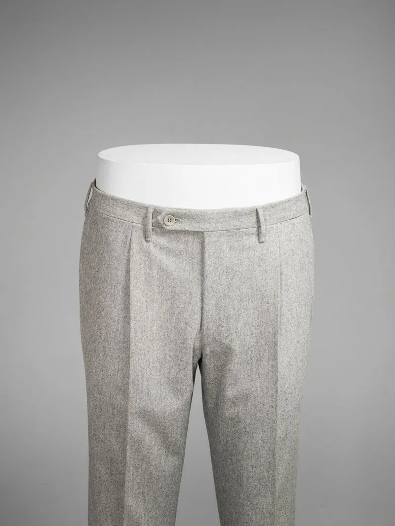 Light grey pair of regular fit wool flannel trousers