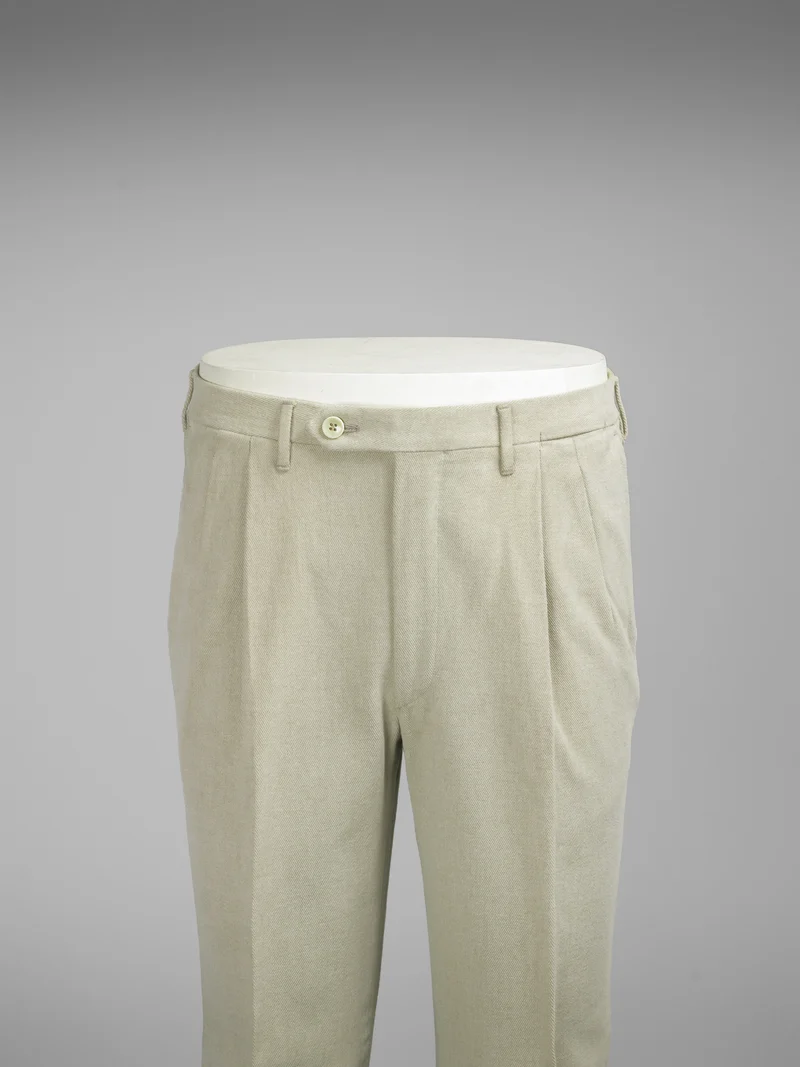 Light beige pair of regular fit cotton trousers