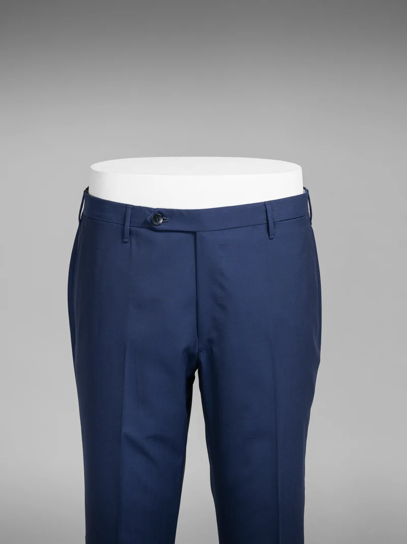 Medium blue pair of regular fit wool trousers