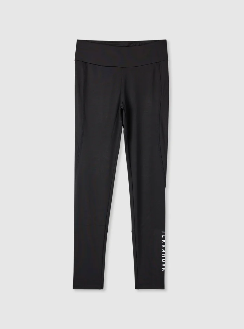Leggings sportivi lunghi a tinta unita con logo