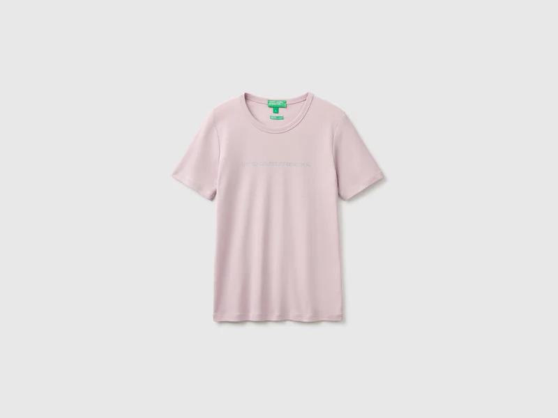 T-shirt manica corta con logo glitter