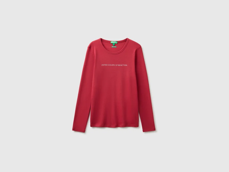 T-shirt manica lunga con logo glitter