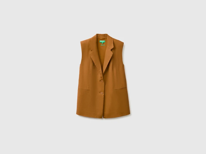 Gilet lungo in puro lino