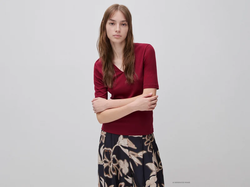 T-shirt slim fit in cotone a fibra lunga