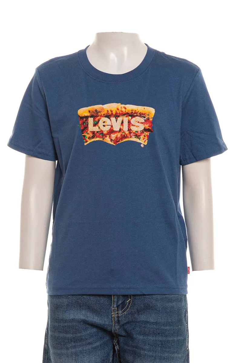 T Shirt Levi's Pizza Batwing Kid Da Bambino Blu Oltremare