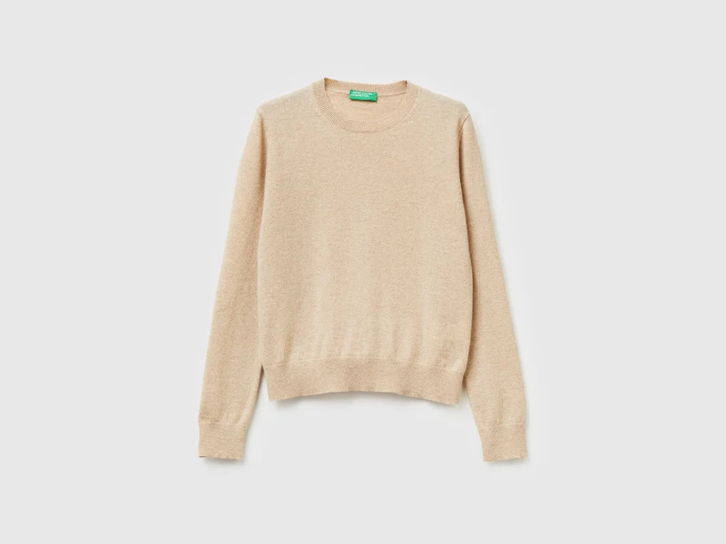 Maglioncino beige in puro cashmere