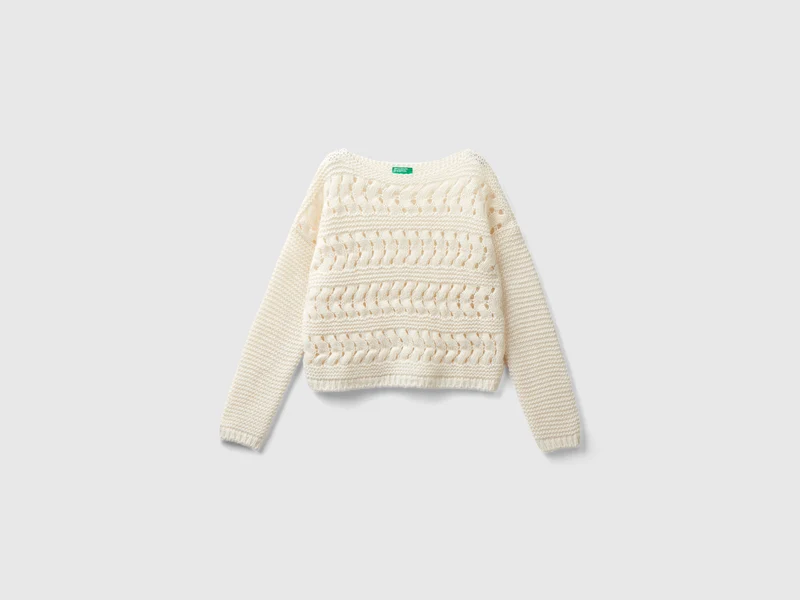 Maglia con trecce in misto lana
