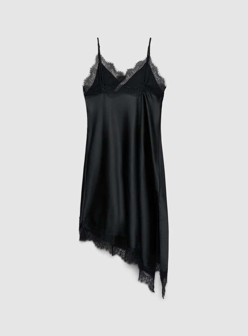 Vestito lungo lingerie con dettagli in pizzo
