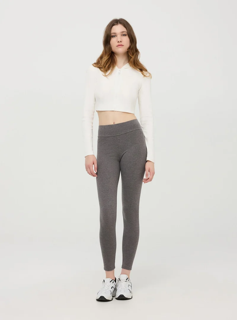 Leggings a vita alta in tessuto pesante