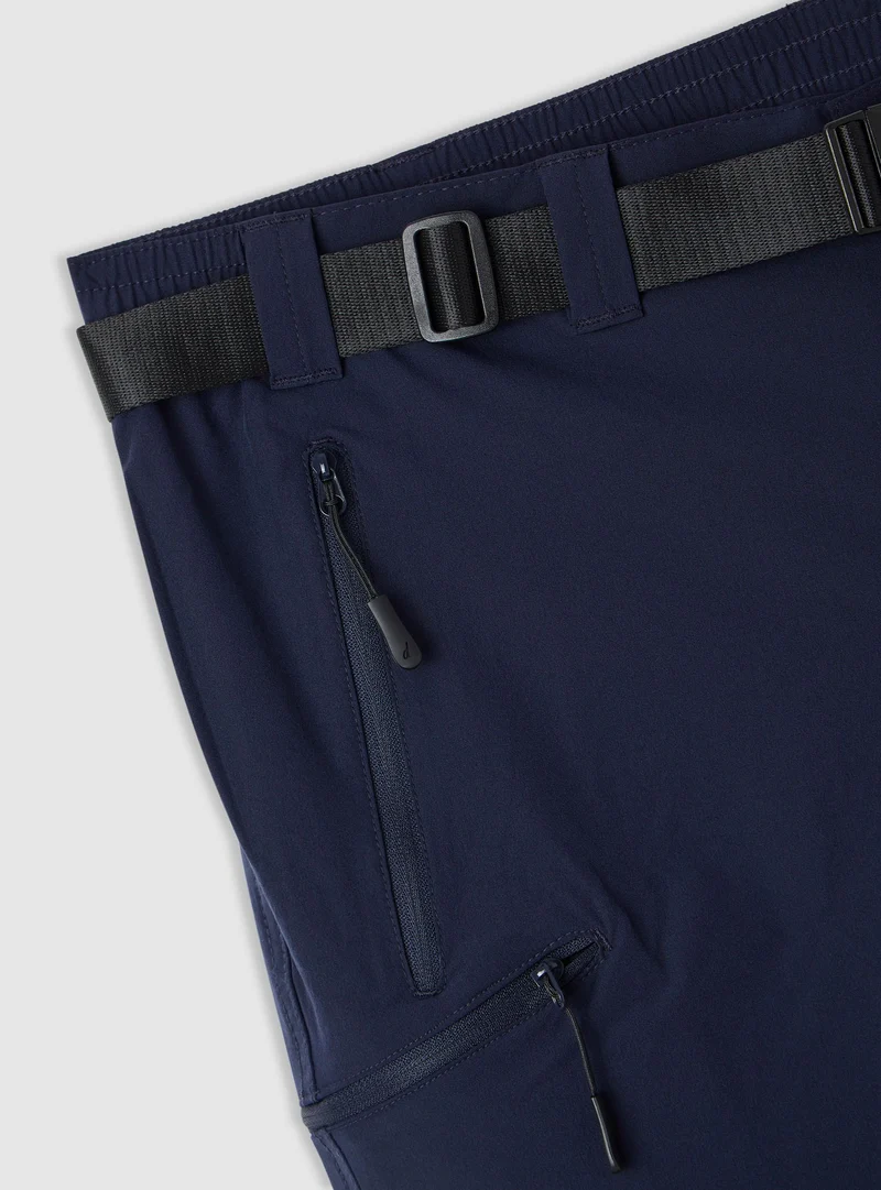 Pantaloncini trekking tinta unita con cintura e tasche zip