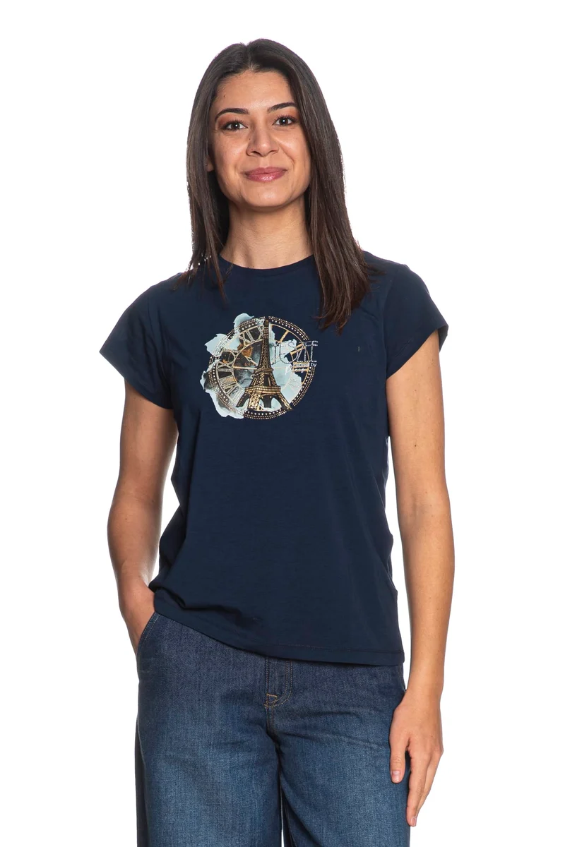 T Shirt Yes Zee Art Speaks Da Donna Blu Navy