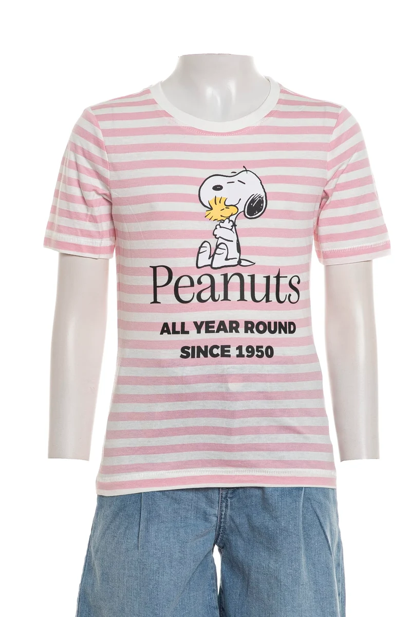 T Shirt Kids Only Tennis Peanuts Da Bambina Rosa Bianca