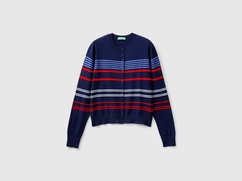 Cardigan a righe in puro cotone