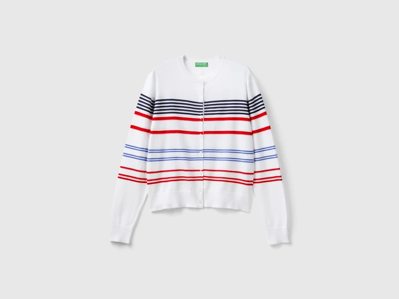 Cardigan a righe in puro cotone