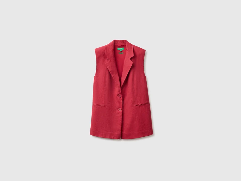 Gilet lungo in puro lino