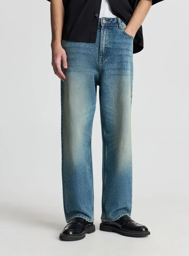 Jeans superbaggy tinta unita