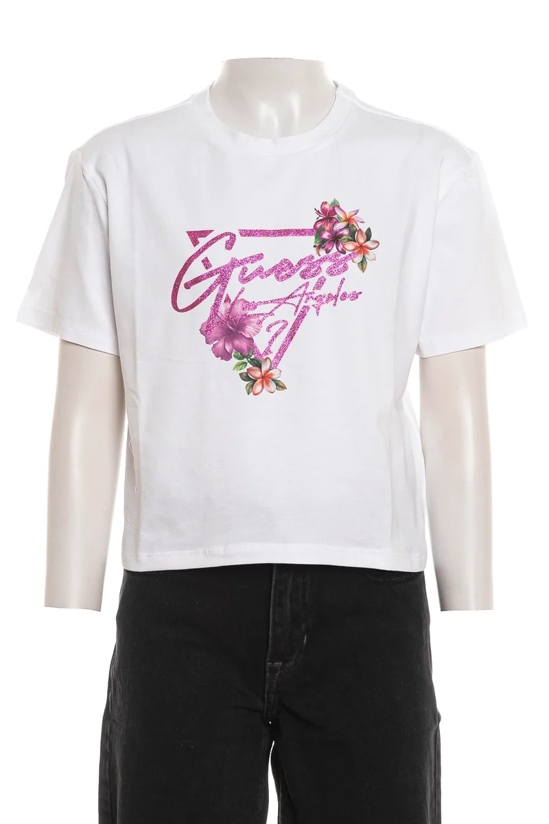T Shirt Guess Tropical Lg Da Bambina Bianca
