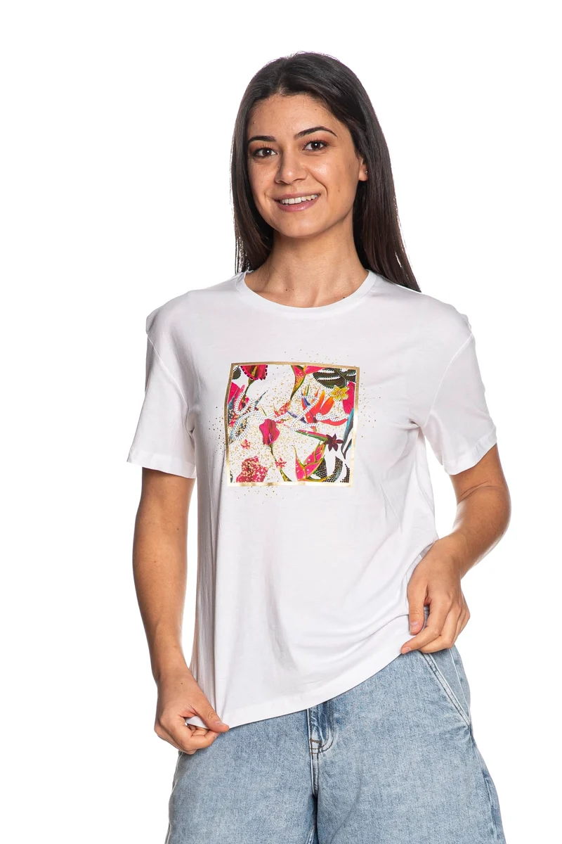 T Shirt Yes Zee Botanical Chaos Da Donna Bianca