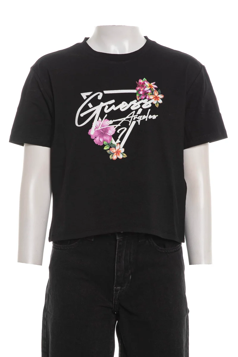 T Shirt Guess Tropical Lg Da Bambina Nera