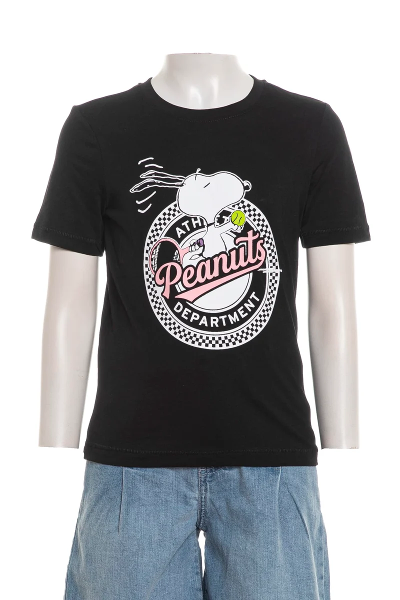 T Shirt Kids Only Tennis Peanuts Da Bambina Nera